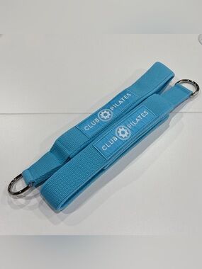 Club Pilates Reformer Straps Long and Short Loops Blue Teal Like New White Logo